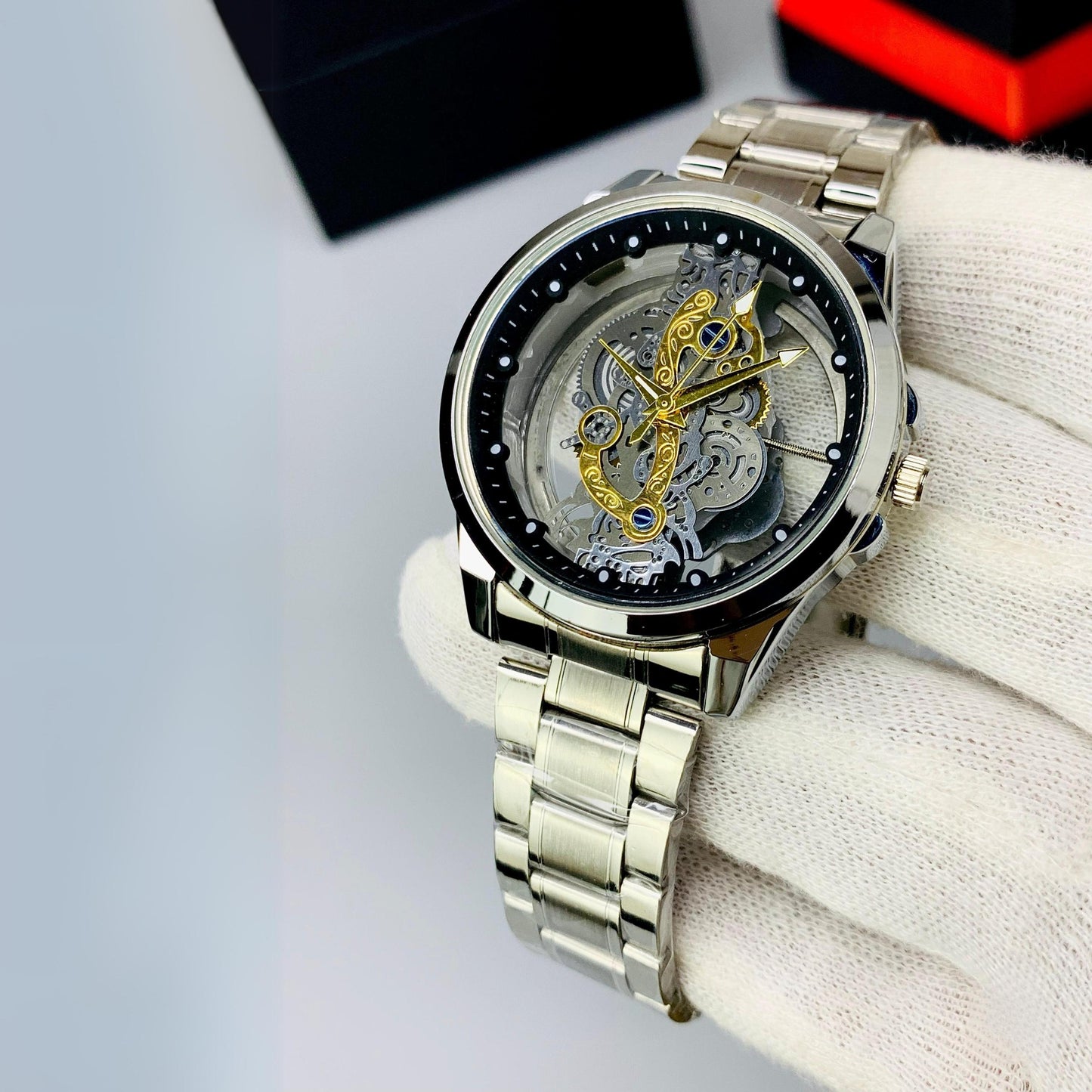 CR New Design Luxury Skeleton Watch - Stainless Steel